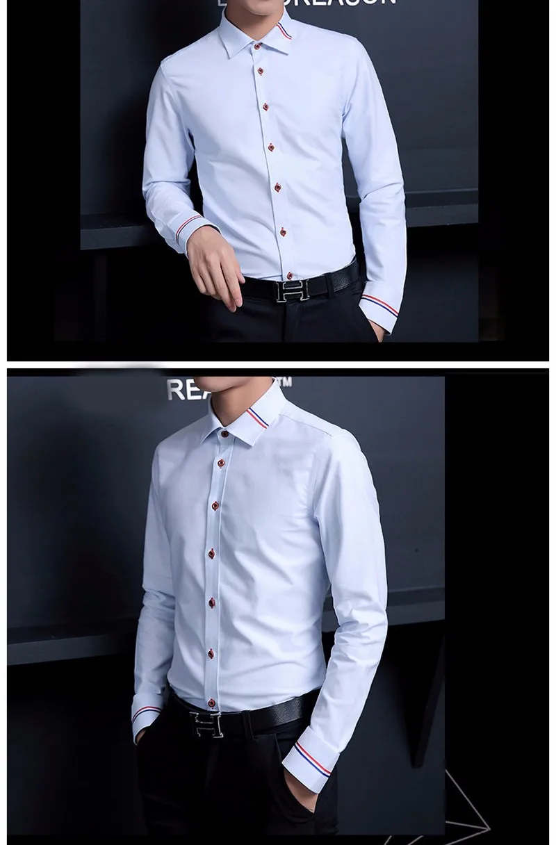 MIACAWOR мужские рубашки, модные оксфордские рубашки с длинным рукавом, Camisa Masculina, приталенная Повседневная белая рубашка C274