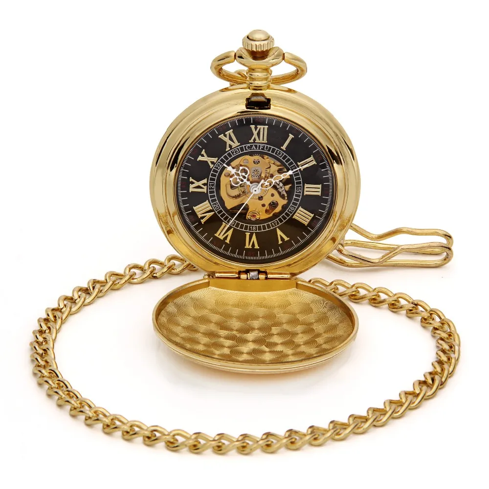 Старинные классические псевдо антикварные часы золотые римские цифры механические ручной Ветер мужские карманные часы Полный Охотник Fob