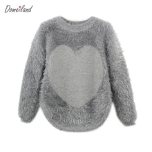 Mode 2017 marque Domeiland Tricot vêtements pour enfants filles Pulls bonbons couleur enfants fuzzy mohai chandails enfants de vêtements