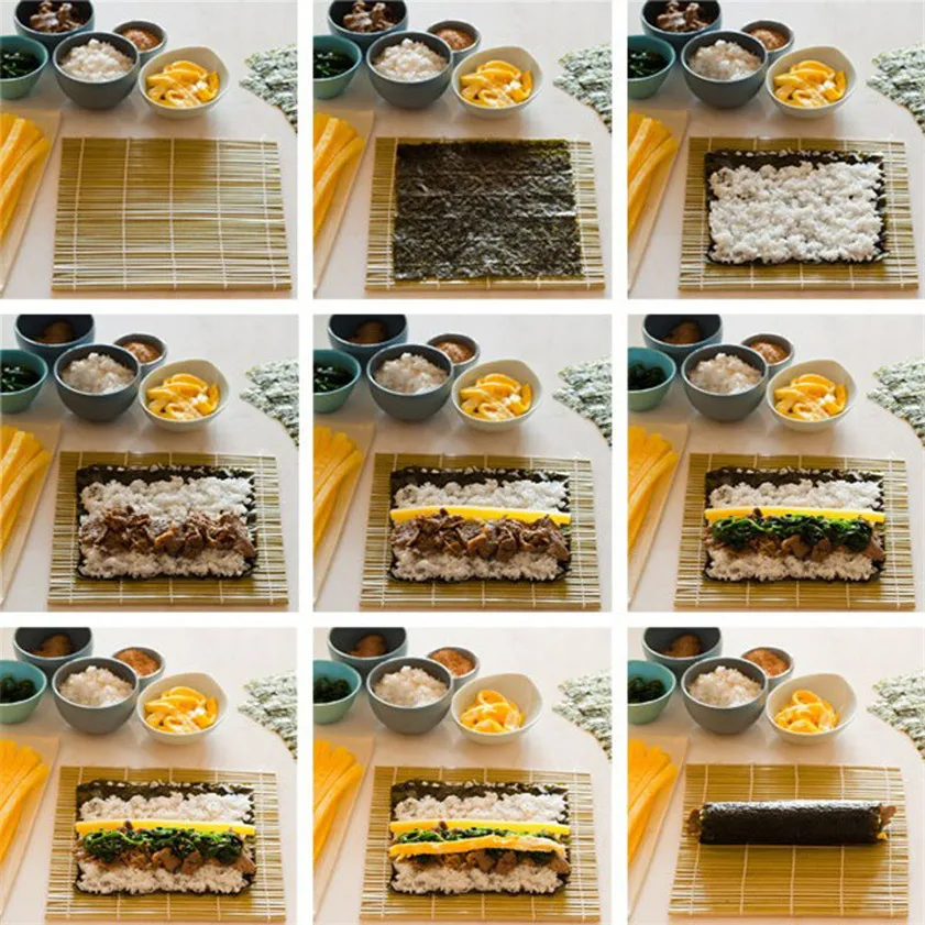 

Zero Sushi Rolling Maker Bamboo Material Roller DIY Mat and A Rice Paddle