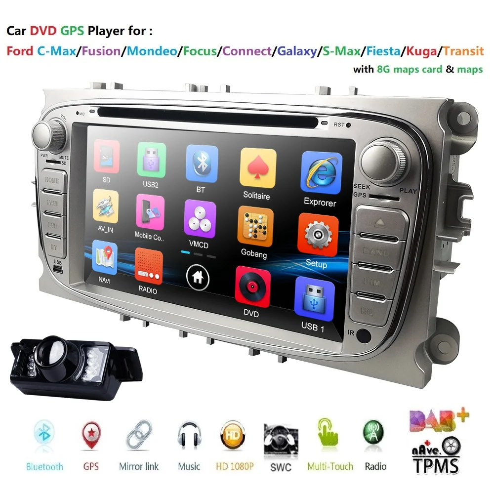 Двойной автомобильный DVD-плеер 2 Din GPS навигатор для Ford Focus Mondeo Galaxy Аудио Радио