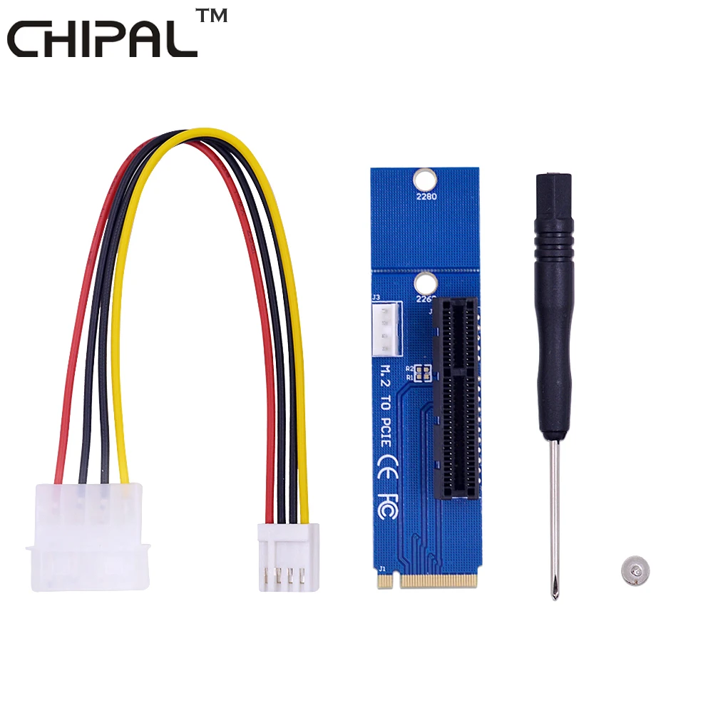 

CHIPAL PCI-E 4X Female to NGFF M.2 Key Male to PCI-e 1x 4x Adapter with Power Cable For BTC Miner Mining Machine