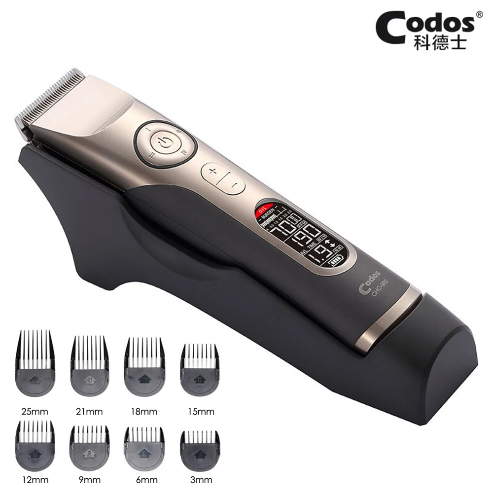 

Professional Rechargeable Hair Clipper Ceramic Cutter Barber Salon Hair Trimmer LCD Display Hair Cutting Machine Nozzle 3-25mm