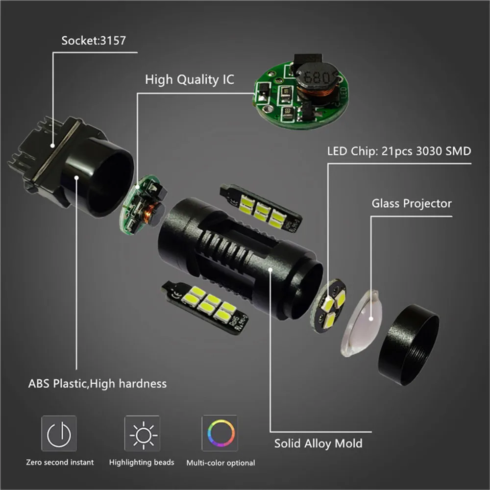 2 шт. 1200Lm T20 W21W светодиодный W21/5 Вт светодиодный WY21W 7440 7443 светодиодный лампы T25 3157 3156 p27/7 Вт автомобильный тормоз обратного светильник 12V светодиодные лампы сигнала поворота