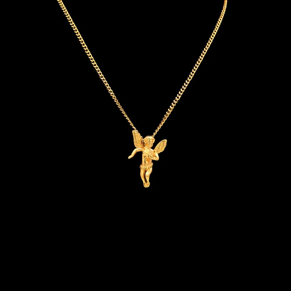 

2018 new arrived Men Hip hop Gold color Stainless Steel angel pendant necklaces fashion vintage necklace jewelry gifts
