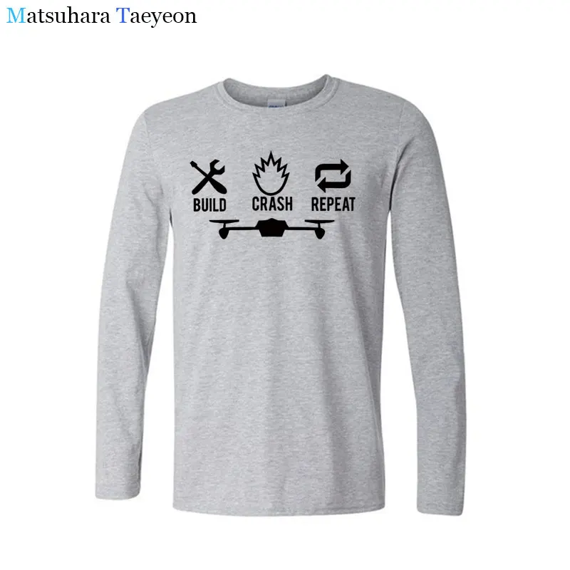FPV Drone Enthusiast T-Shirt - Build Crash Repeat Saying T-Shirt