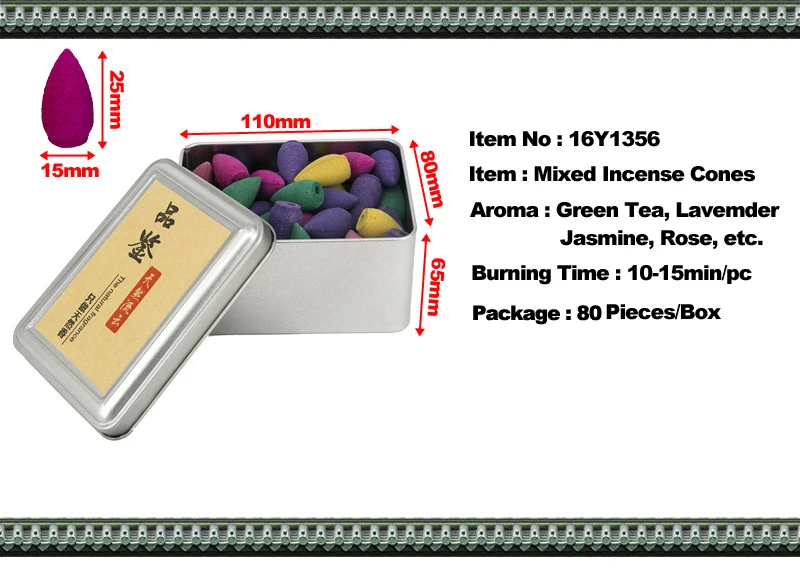 Смешанные 80 шт цветные конусы для благовоний с обратным потоком дыма натуральный аромат флалюкс башня благовония пули лаванда; Жасмин Зеленый чай Роза
