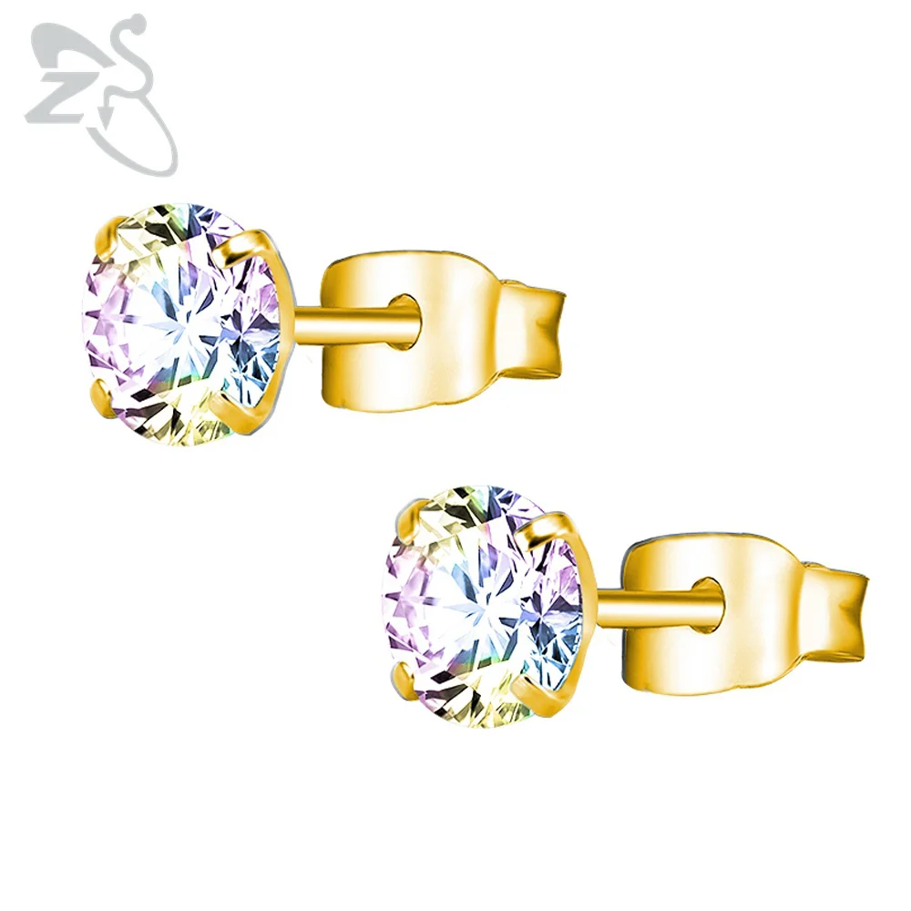 3-8mm Small Silver Gold Earrings with Stone CZ Crystal Ear Studs Surgical Steel Cubic Zirconia Helix Earring Women Accessories - Image 2