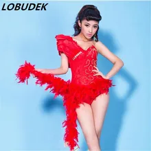 Мода певица dj костюмы костюм из двух частей перо sistance цельнокроеное кружевное Высокое качество модный показ dj певица