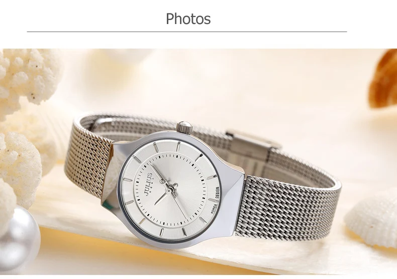 Тонкие японские кварцевые женские часы Julius, простые часы, модные классические часы, браслет из нержавеющей стали, подарок на день рождения для девушки