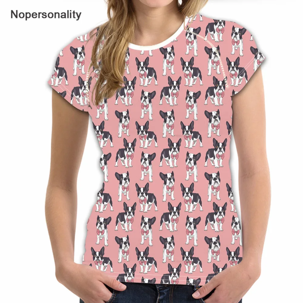 Футболка Nopersonality Boston Terrier женская дышащая тенниска с коротким рукавом