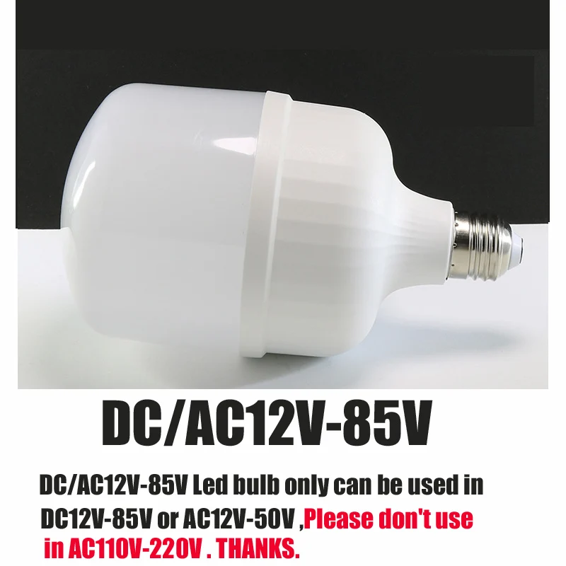 Новая светодиодная лампочка AC/DC 12 В 24 в 36 48 E27 3 Вт 6 9 15 энергосберегающая лампа