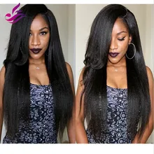 7A unprocessed Brazilian u part wig Yaki Straight u part human hair wigs with side bangs left side U Part wigs for black women