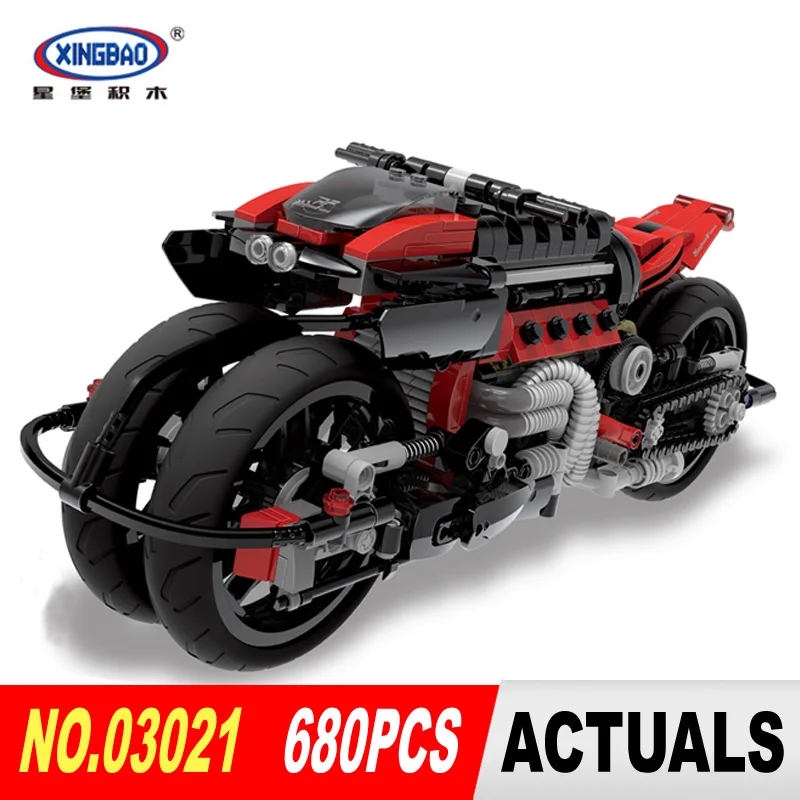 

Xingbao 03021 680Pcs Technic Series the Off-road Motorcycles for Children Building Blocks Bricks DIY Toy Model XB-03021