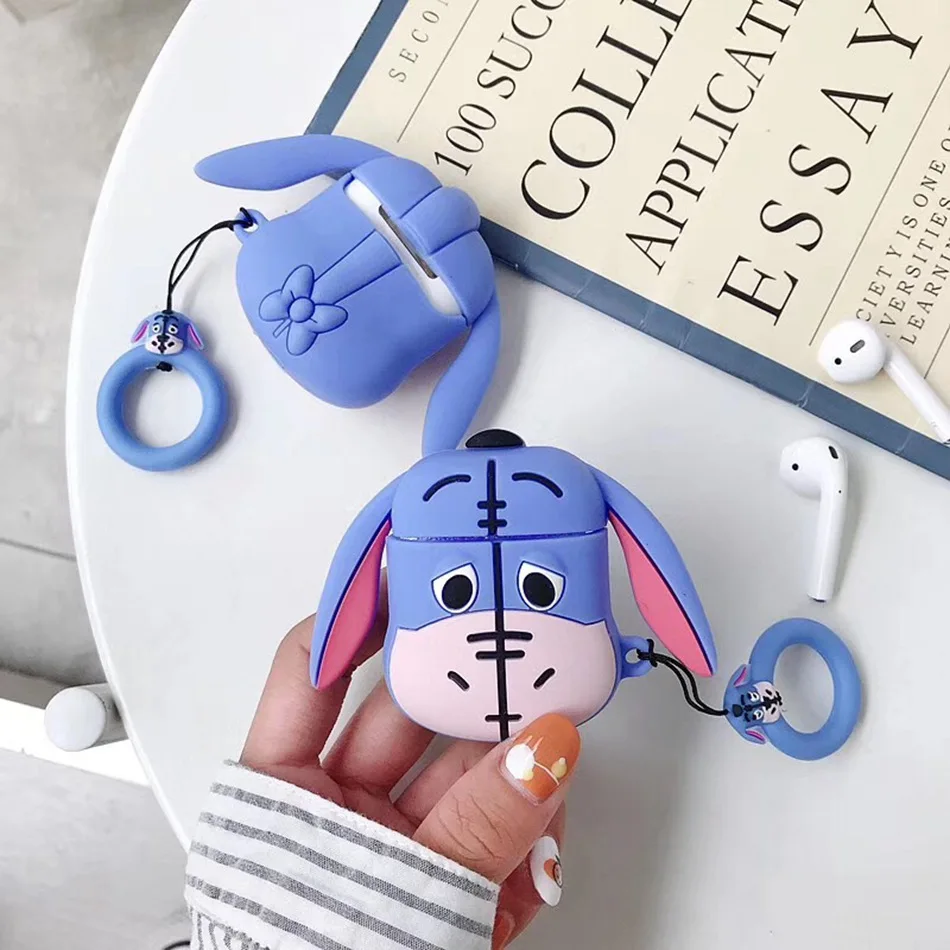 Для AirPods чехол 3D милый мультфильм ослик чехол для наушников для Airpods 2/i10/i11 TWS мягкая защитная крышка с кольцом на палец