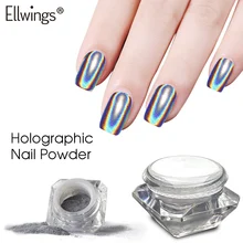 Ellwings 8 г голографические лазерные блестки для ногтей Радужная пудра для дизайна ногтей хромированная Пыль для маникюра украшения для ногтей для DIY