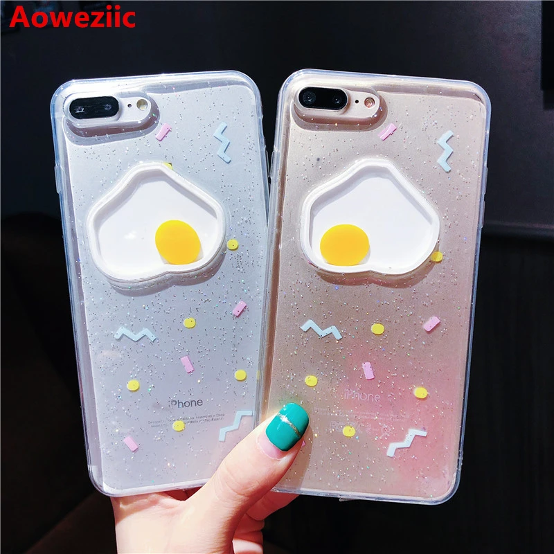 

Aoweziic Innovative mobile eggs X XS MAX phone case powder For iphone7plus transparent drop glue 6S lovely net red girl 8 XR