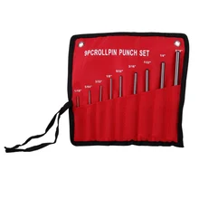 New 9pcs Round Head Pins Punch Set size 1/16 5/64 3/32 1/8 5/32 3/16 7/32 1/4 5/16 Steel Pins Grip Roll Pin Punch Tools