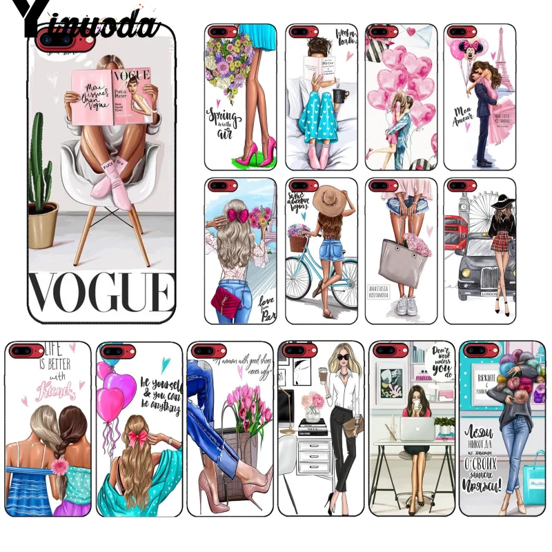 Yinuoda VOGUE, Рождественская Принцесса, девочка, босс, кофе, чехол для телефона Apple iPhone 8, 7, 6, 6S Plus, X, XS, MAX, 5, 5S, SE, XR, чехол