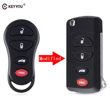 KEYYOU 4 Button Modified Flip Car Remote Key Shell fob Case for Jeep Liberty for Dodge Stratus Viper Chrysler Sebring Concorde