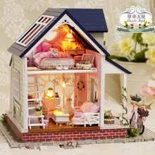 Большой размер вилла Diy Деревянный Кукольный дом Miniatura 3D модель здания мебель кукольные домики миниатюрные игрушки дом один Ангел A060
