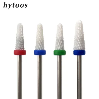 

HYTOOS White Ceramic Cone Nail Drill Bits 3/32" Rotary Ceramic Burr Manicure Bits Drill Accessories Milling Cutter Remove Gel