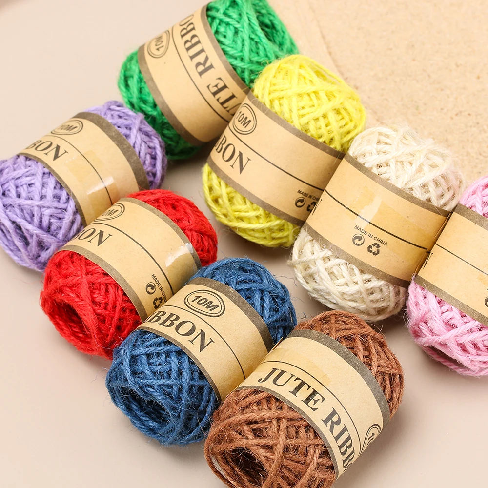 10m Natural Jute Twine DIY Rope Cord Hemp Ropes String 1mm Rustic Packing String Wedding Decal Home Textile Garment Decoration