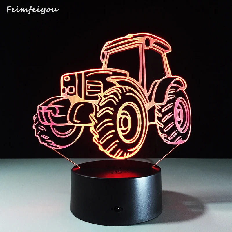 

2019 New Year tractor 3D table light luminaria colorful visual touch LED Nightlight gifts atmosphere lamp night light