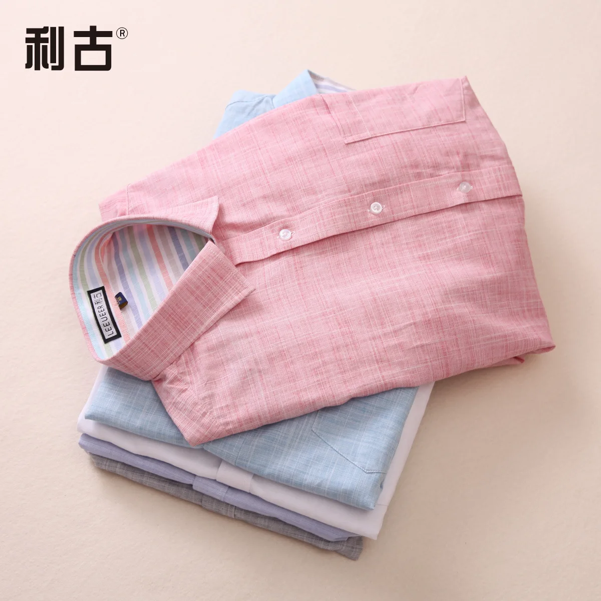 

2018 summer cotton short sleeve shirt young men's pure color easy and comfortable leisure linen shirts with short sleeves
