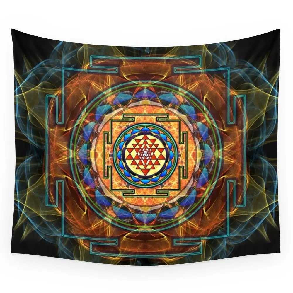 

The Sri Yantra - Sacred Geometry Wall Tapestry Fabric Wall Hanging Tapestry Decor Polyester Curtains Plus Long Table Cover