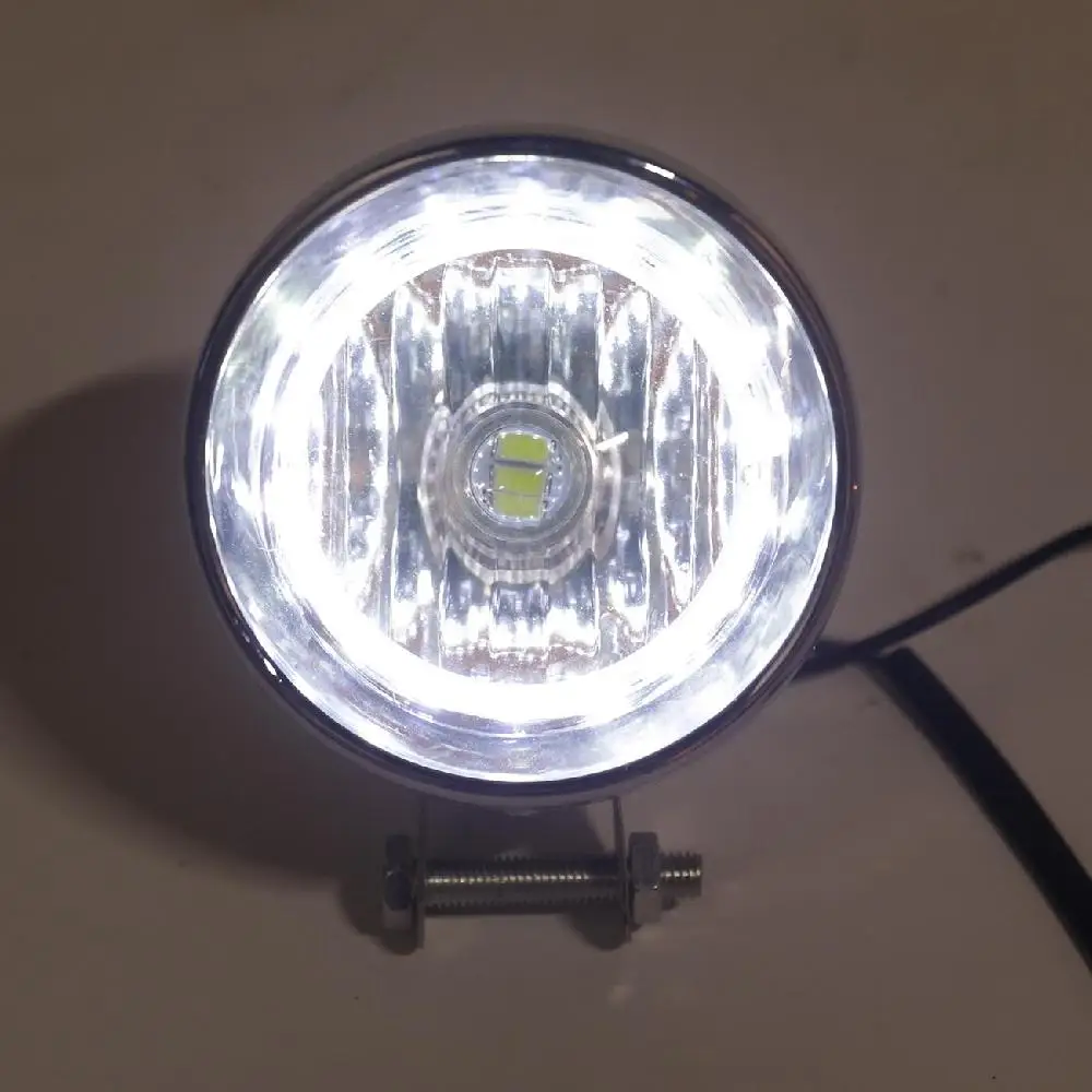 Partol 12 В Хромированный Светодиодный точечный светильник для мотоцикла, вспомогательный светильник для ближнего света, COB чипы с кольцом Ангельского глаза для Cruiser Bobber Chopper
