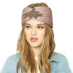 Зимняя теплая вязаная повязка на голову для девочек, эластичная женская вязаная повязка на голову, зимняя теплая повязка на голову, широкие