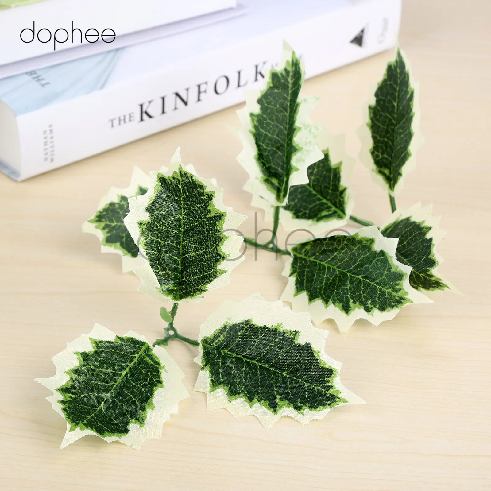 

dophee 10pcs Artificial leaves flower Silk Green Leaves for party wedding decoration Scrapbooking Craft Fake Flower