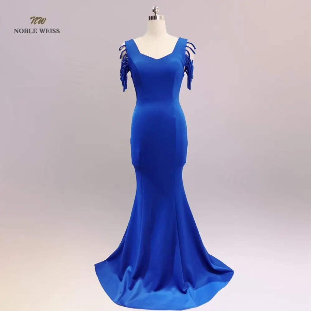 Элегантное Длинное платье русалки вечернее платье простой сатин молния сзади сексуальные платья для выпускного вечера - Цвет: blue