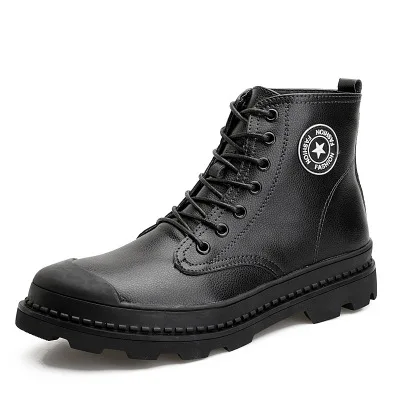 

Men's 2018 autumn and winter new leather high-top shoes boots British trend tooling boots
