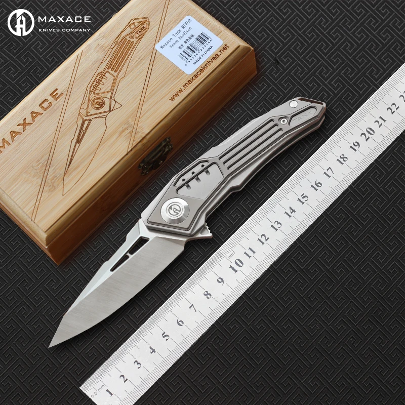 

MAXACE TANK folding knife M390 steel Double row ceramic bearing Titanium handle camping hunting outdoor fruit Knives EDC tools