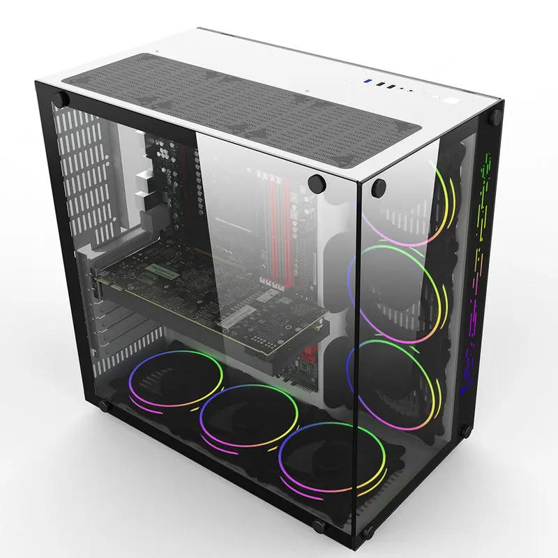 417 243 427mm Gaming Computer Pc Gamer Case Full Side Transparent