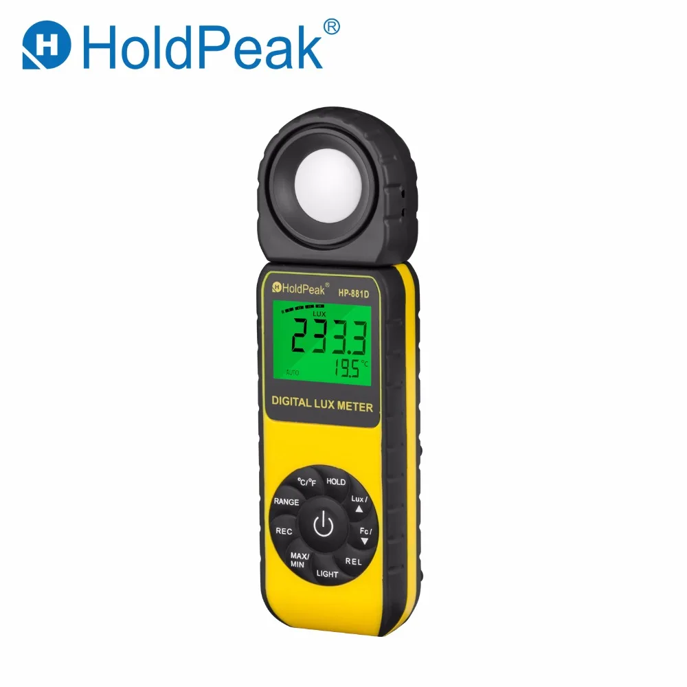 

HoldPeak HP-881D Digital LUX Meter 4000,000 LUX/FC selection High Precision Digital Luxmeter Handheld Type Illuminometer Meter