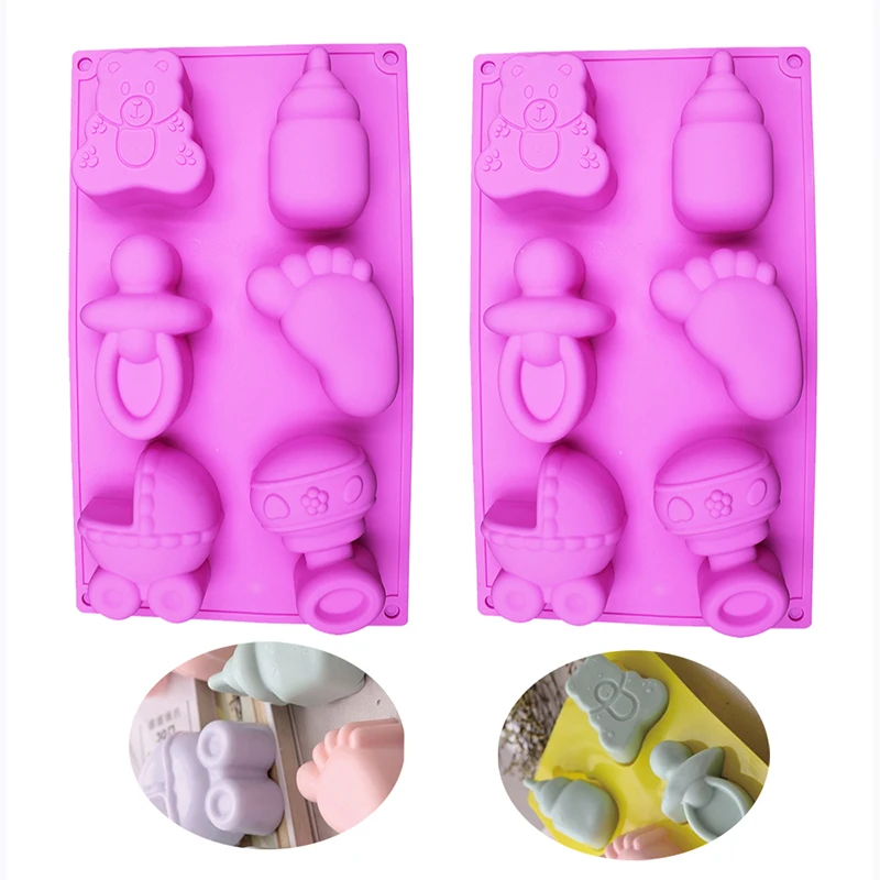 

Silicone Mold Bakeware Baking Accessories For DIY Jelly Pudding Chocolate Cake Decorating Tool Baby Car Foot Bear Bottle