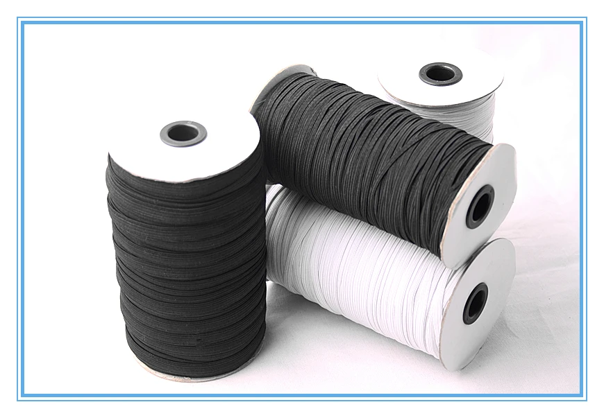 5mm width 260meters White Elastic Roll Braided Elastic Cord Elastic