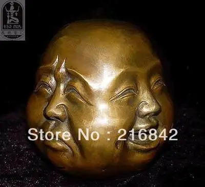 Free shipping&gt&gt&gtXJ1007@Rare chinese tibet brass 4 faces buddha head statue |