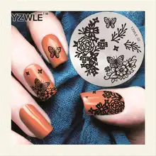 1 조각 세련된 꽃 테마 네일 스탬프 플레이트 5.6cm 라운드 네일 아트 스탬프 스탬프 템플릿 액세서리(China)