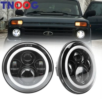 

TNOOG 1 Pair 7" LED Headlight with DOT E9 for Jeep Wrangler Hummer Camaro FJ,12V 24V round DRL driving headlight For UAZ Hunte