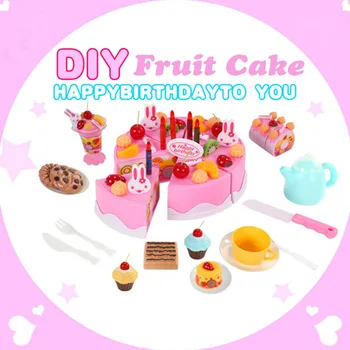 

2017New 75Pcs/Set Plastic Kitchen DIY Cutting Birthday Cakes Toy For Children Kids