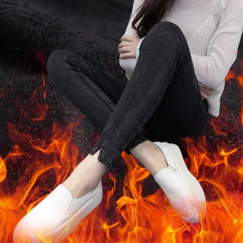 

Skinny Women Thick Velvet Jeans High Waist Slim Ankle Length Jeans for Woman Winter Vintage Classic Pencil Pants Plus Size