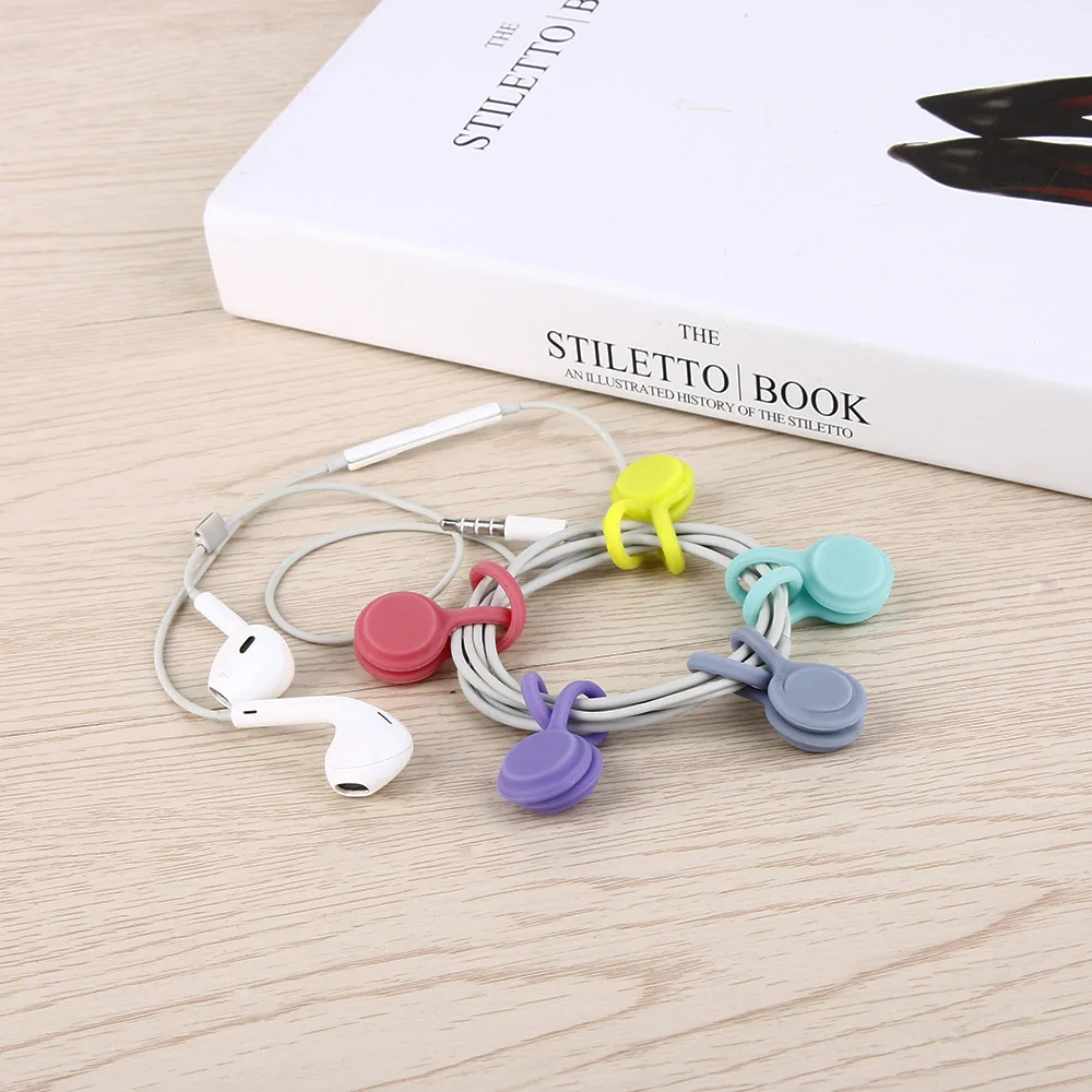 

Random Color !! 5 pcs Fashionable Multi functional Magnet Earphone Cord Winder Cable Holder Organizer Clips