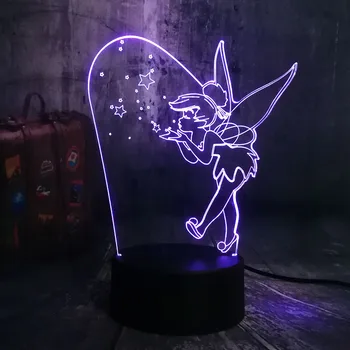 

Led Fairy Lights Night Princess Touch Sensor 7 Color Changing Child Kids Decorative Lamp Gift Bedside Desk 3d Lamp Tinker Bell