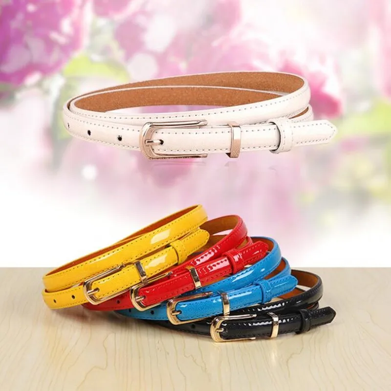 

2019 Belts For Women New Fashion Designer PU Leather Pin Buckle Strap Dress Thin Waistband Female Jeans Candy Colors Waist Belt