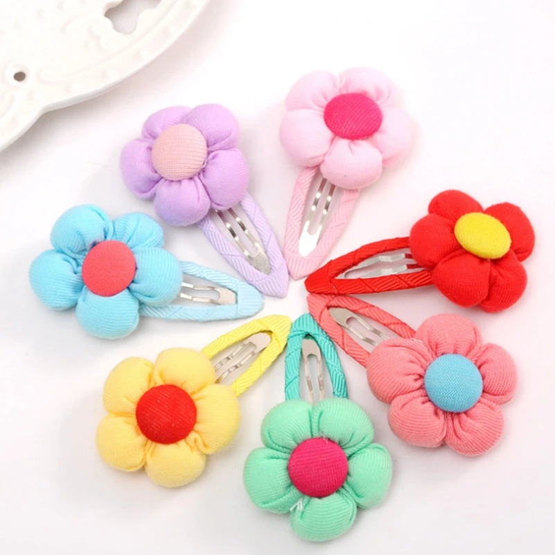 Barrette Pour Cheveux De Bebe 7 Pieces Melange De Couleurs Mignon Fleur Solide Dessin Anime Tissu Fait A La Main Epingle A Cheveux Pour Enfants Accessoires Pour Filles Aliexpress