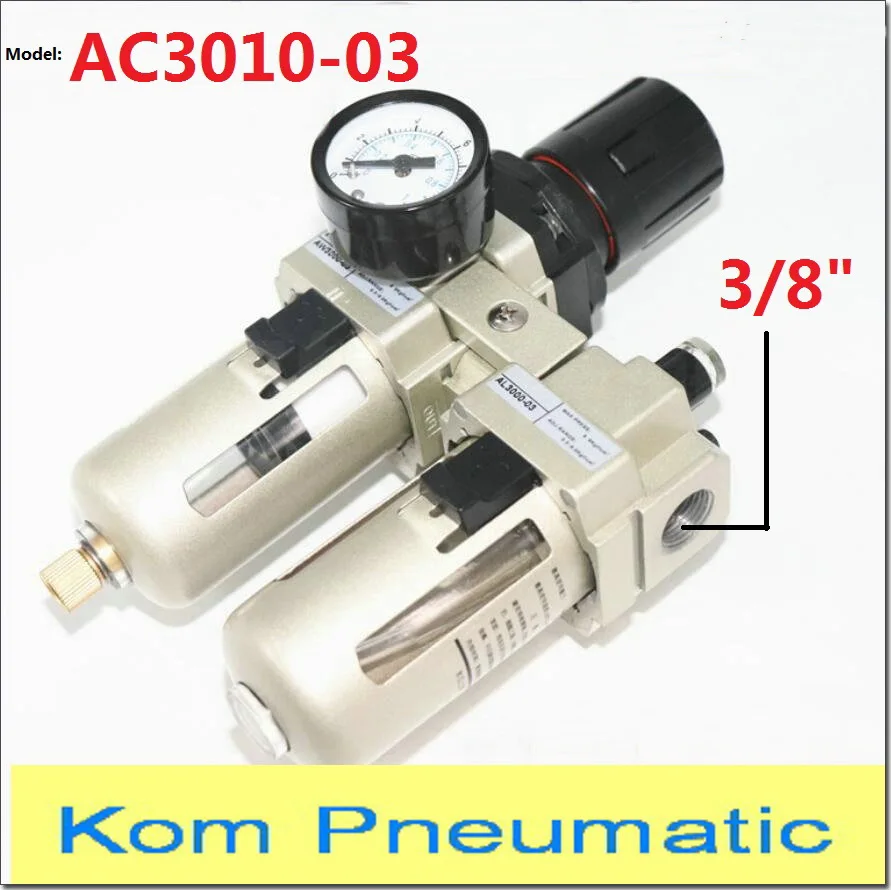 

Pneumatic AC 3010-03 Air Filter Regulator Lubricator Combination F.R.L 3/8'' bsp Two Union AW3000 + AL3000 SMC Type 1700L/Min